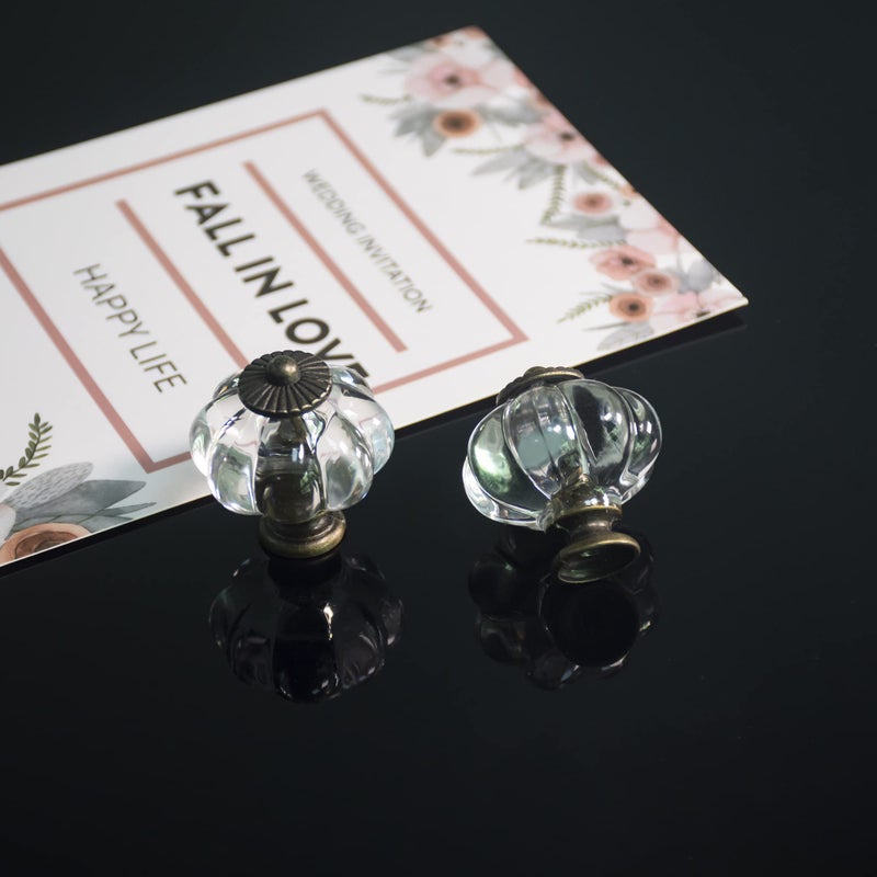 IEIK Acrylic Pumpkin Knobs, Clear Cabinet knobs Set of 10 Vintage Decorative Handles Pulls for Doors, Closet, Drawers, Dresser, Cupboard, Kitchen Furniture or Kids Room - Image 5